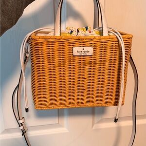 Kate Spade Wicker Tote with Cream Accents